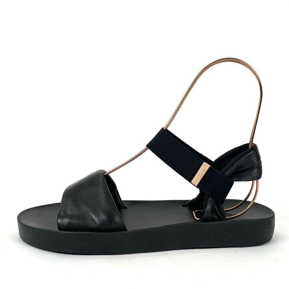 Clarks Black Leather Slingback Sandals